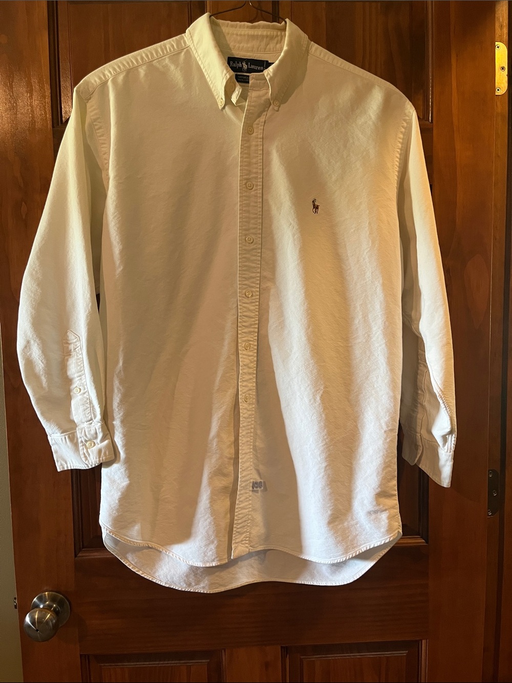 Ralph Lauren Men’s Long-Sleeve Button-Down Shirt - Off White with Polo Pony
